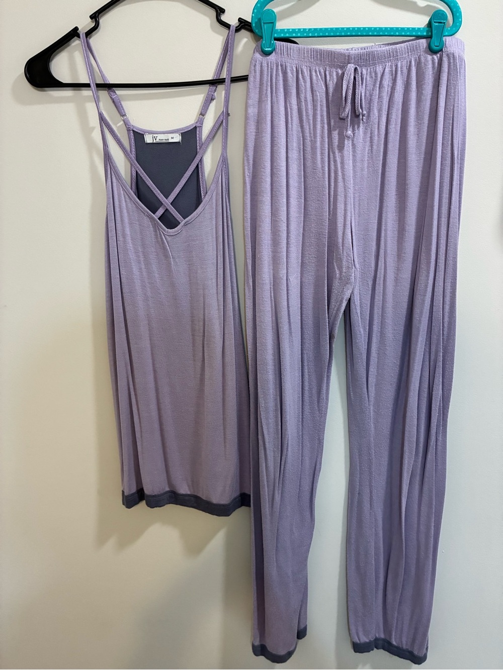 Joan Vass Lavender Strappy Camisole & Drawstring Pajama Set Medium